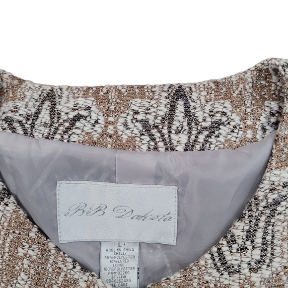 BB Dakota Ivory Beige Multi-Color Floral Tulip Tweed Coat Jacket Size Large - Picture 5 of 5